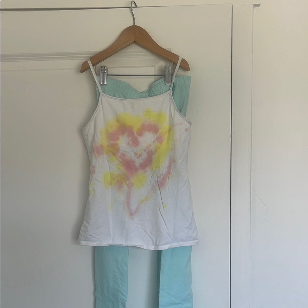 Kids Tie-Dye Camisole with Heart-White with Yellow and Pink Accents